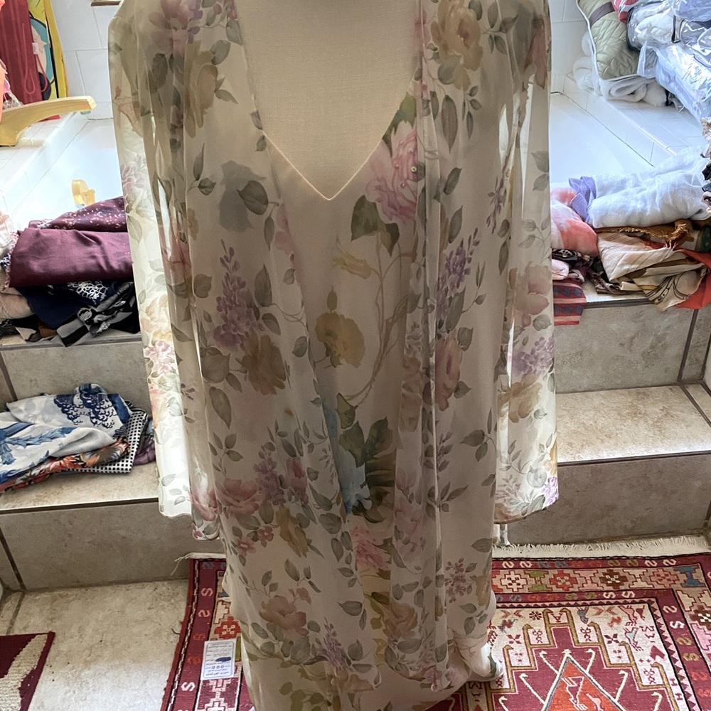 Three piece floral beaded dress